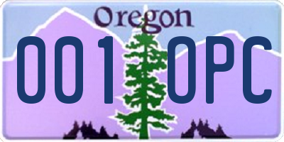 OR license plate 001OPC