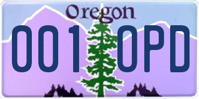 OR license plate 001OPD