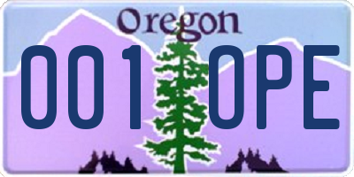 OR license plate 001OPE