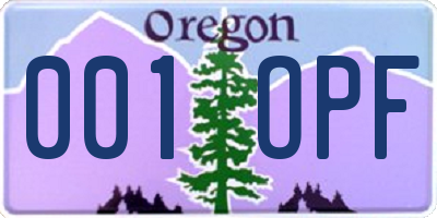 OR license plate 001OPF