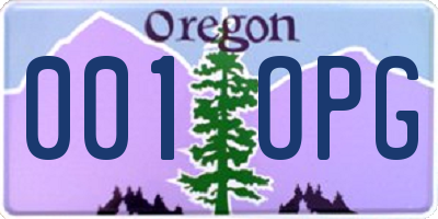 OR license plate 001OPG