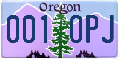 OR license plate 001OPJ