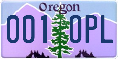 OR license plate 001OPL