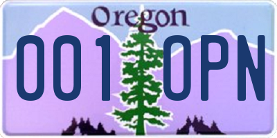 OR license plate 001OPN