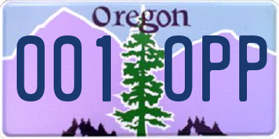 OR license plate 001OPP