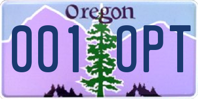 OR license plate 001OPT