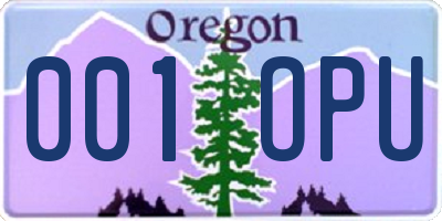 OR license plate 001OPU