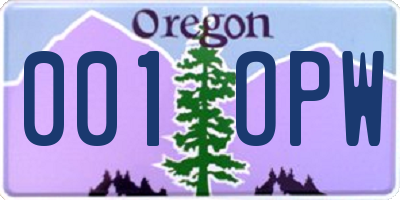 OR license plate 001OPW