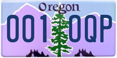 OR license plate 001OQP