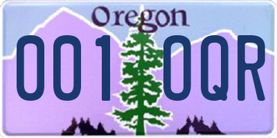 OR license plate 001OQR