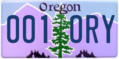 OR license plate 001ORY