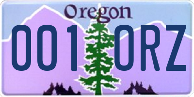 OR license plate 001ORZ