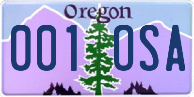 OR license plate 001OSA