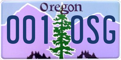 OR license plate 001OSG