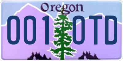 OR license plate 001OTD