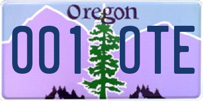 OR license plate 001OTE