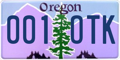 OR license plate 001OTK