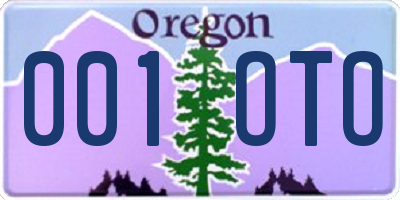 OR license plate 001OTO