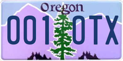 OR license plate 001OTX