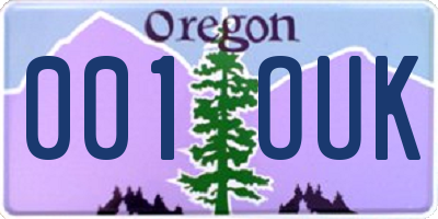 OR license plate 001OUK