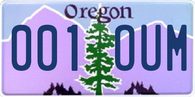 OR license plate 001OUM