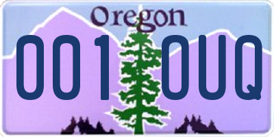 OR license plate 001OUQ