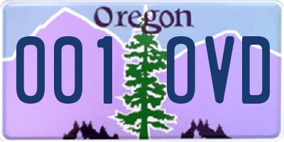 OR license plate 001OVD