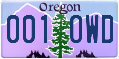 OR license plate 001OWD