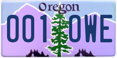 OR license plate 001OWE