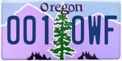 OR license plate 001OWF