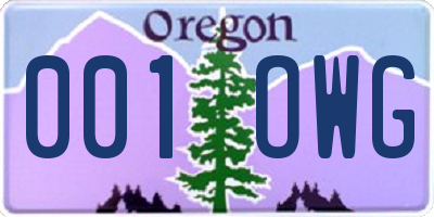 OR license plate 001OWG