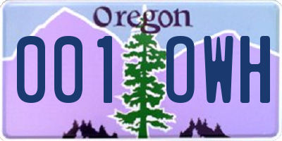 OR license plate 001OWH