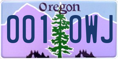 OR license plate 001OWJ