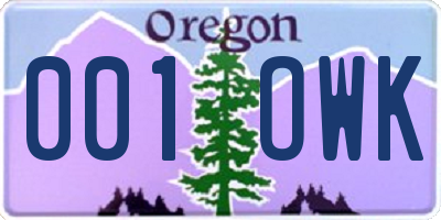 OR license plate 001OWK