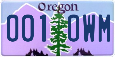 OR license plate 001OWM