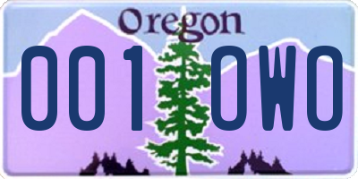 OR license plate 001OWO