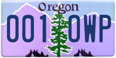 OR license plate 001OWP