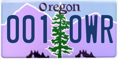 OR license plate 001OWR