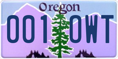 OR license plate 001OWT