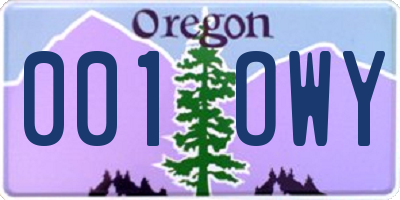 OR license plate 001OWY