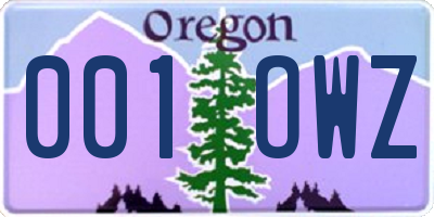 OR license plate 001OWZ