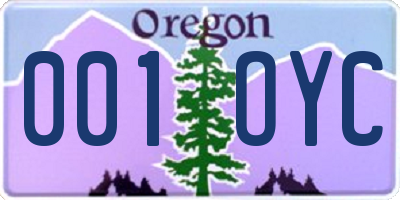 OR license plate 001OYC