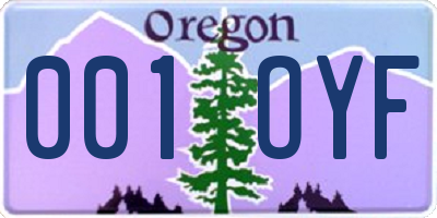 OR license plate 001OYF