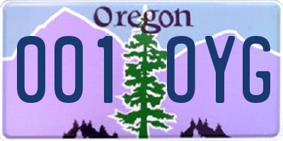 OR license plate 001OYG