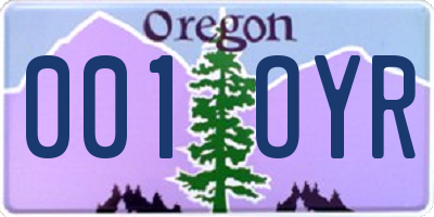 OR license plate 001OYR