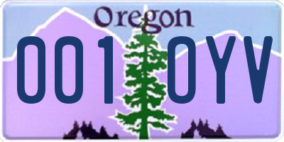 OR license plate 001OYV