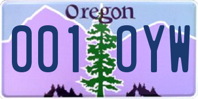 OR license plate 001OYW