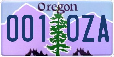 OR license plate 001OZA