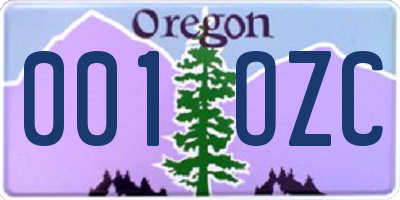 OR license plate 001OZC