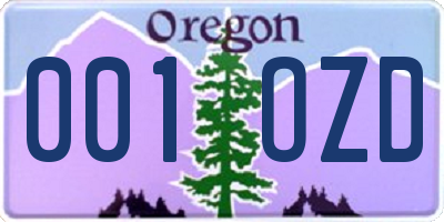 OR license plate 001OZD